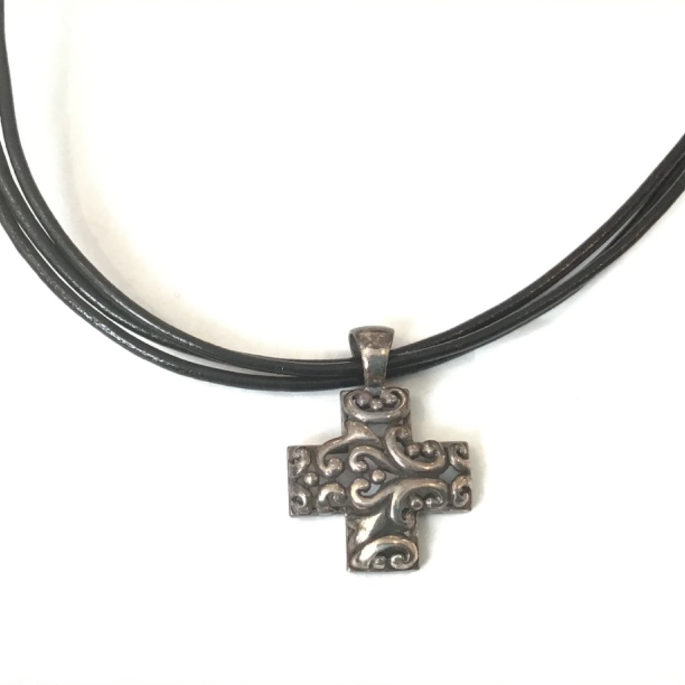 Sterling Silver Cross Scrollwork Cutouts Pendant … - image 2
